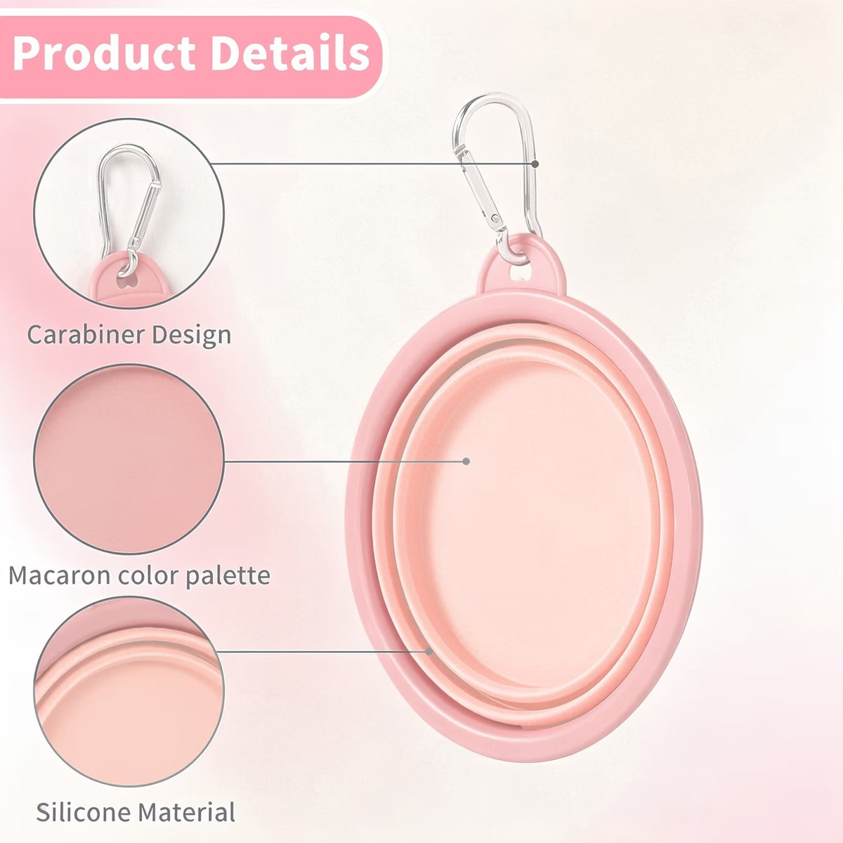 Collapsible Silicone Pet Bowl with Carabiner Clip