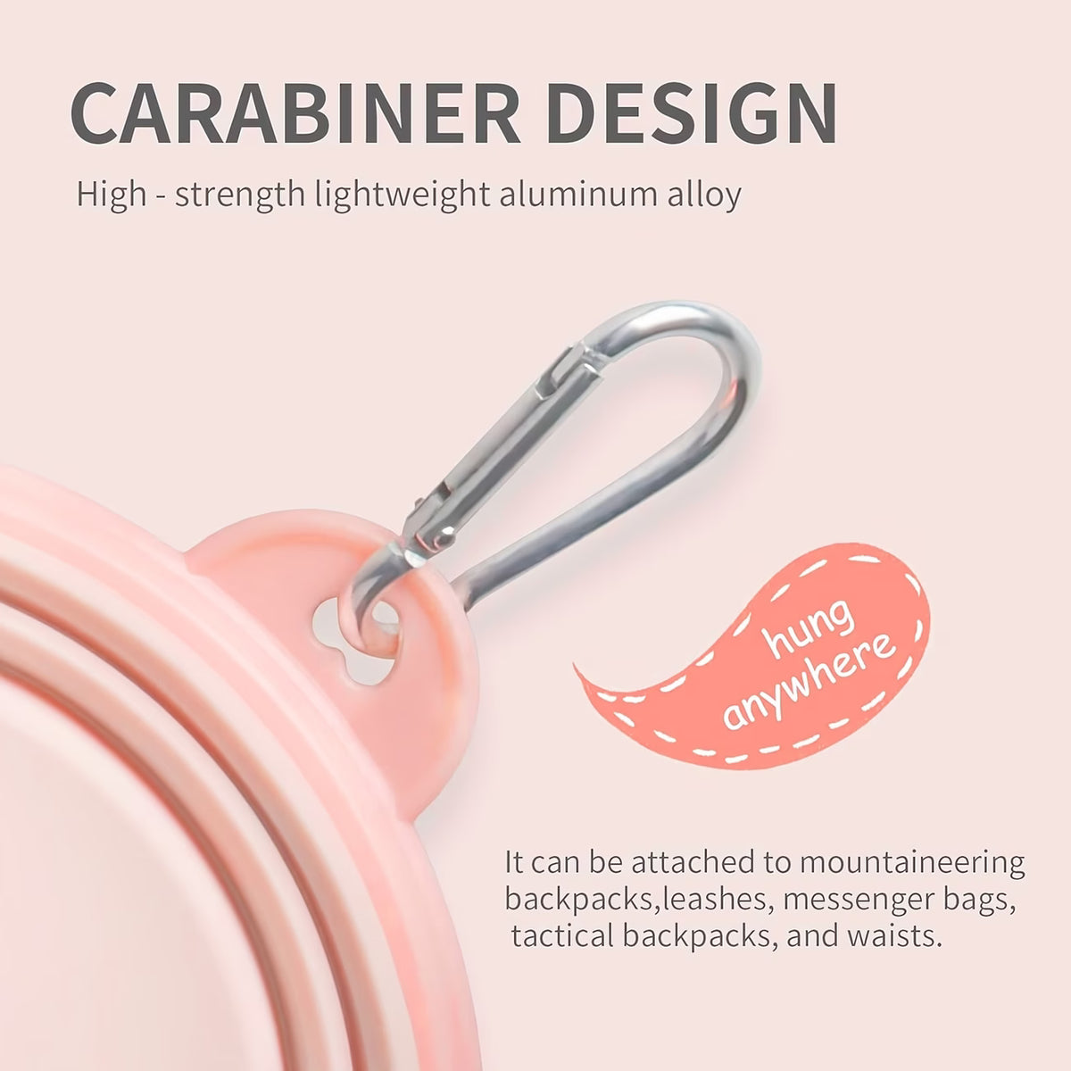 Collapsible Silicone Pet Bowl with Carabiner Clip