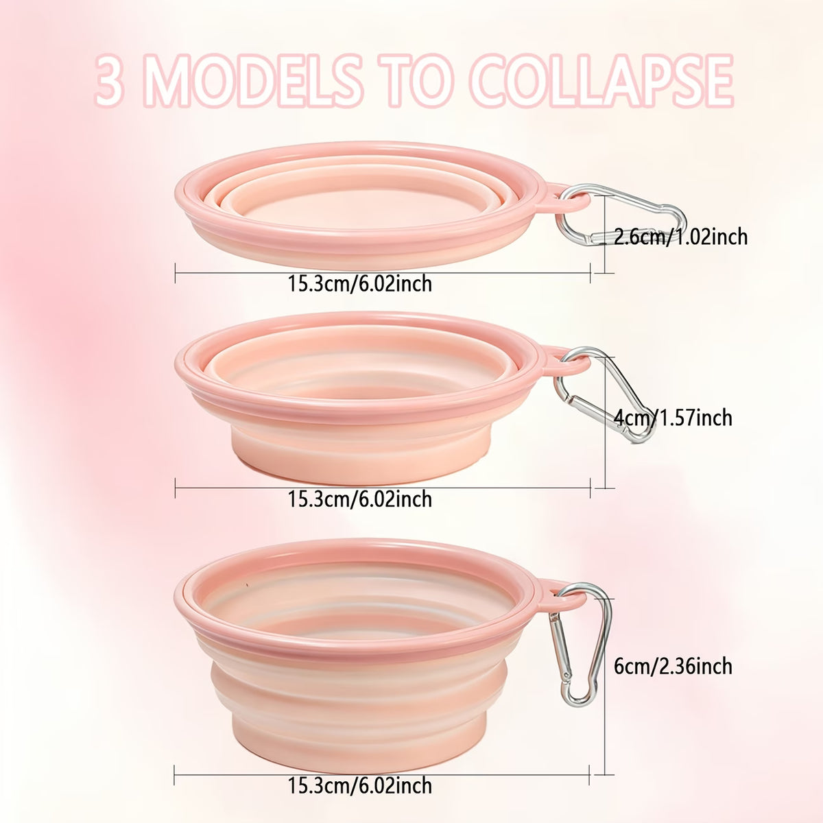 Collapsible Silicone Pet Bowl with Carabiner Clip