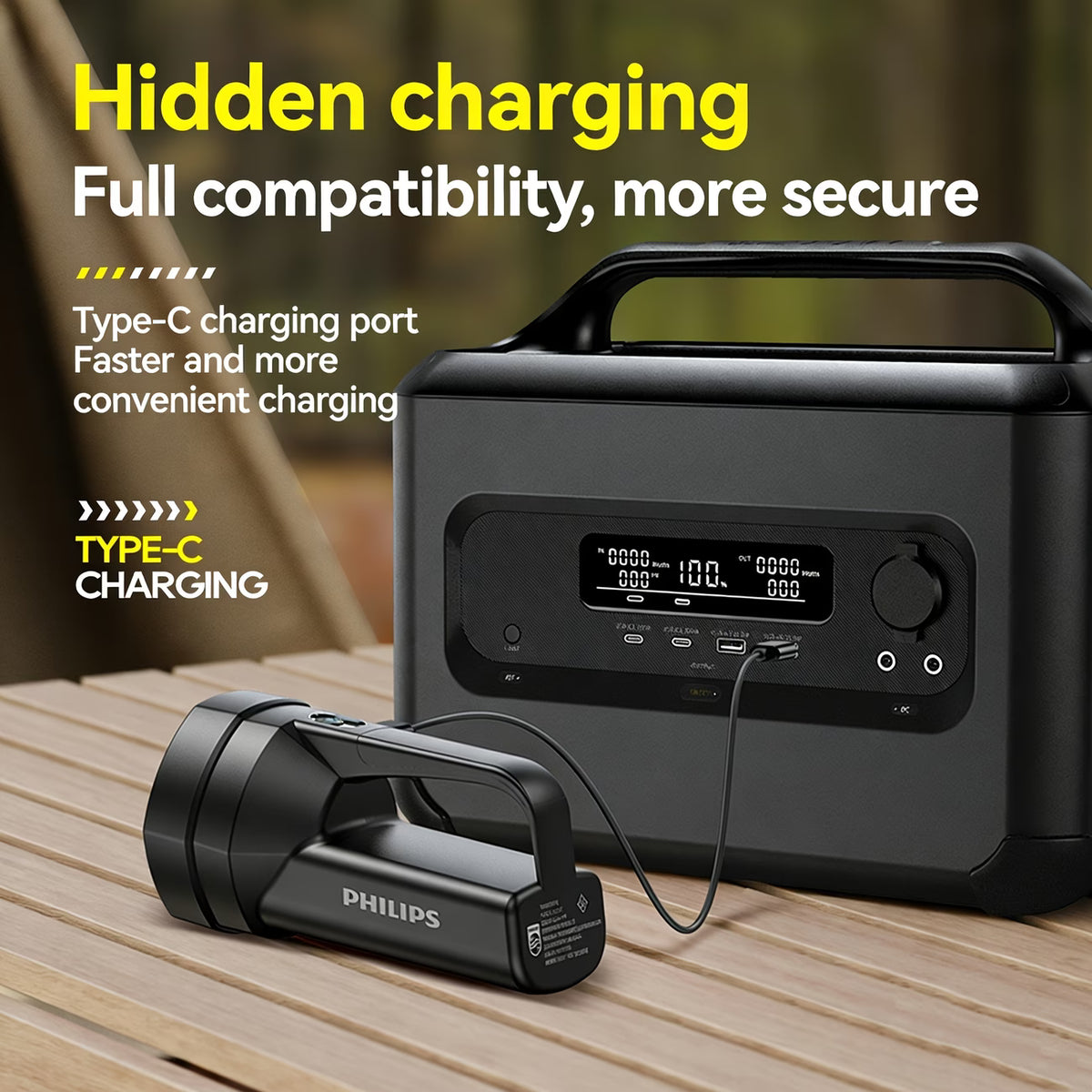 Philips Self-Powered Rechargeable Flashlight 6000mAh
