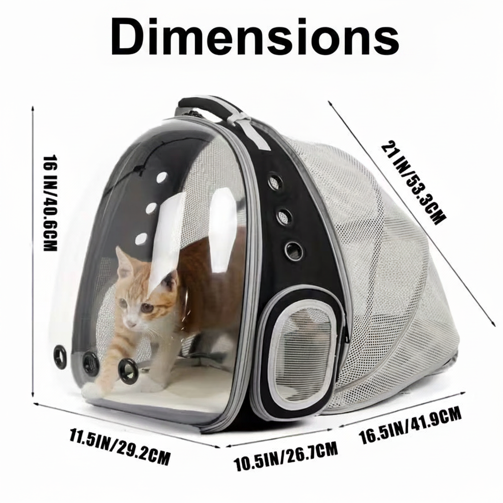 Pet Backpack Carrier with Bubble Window & Back Support
